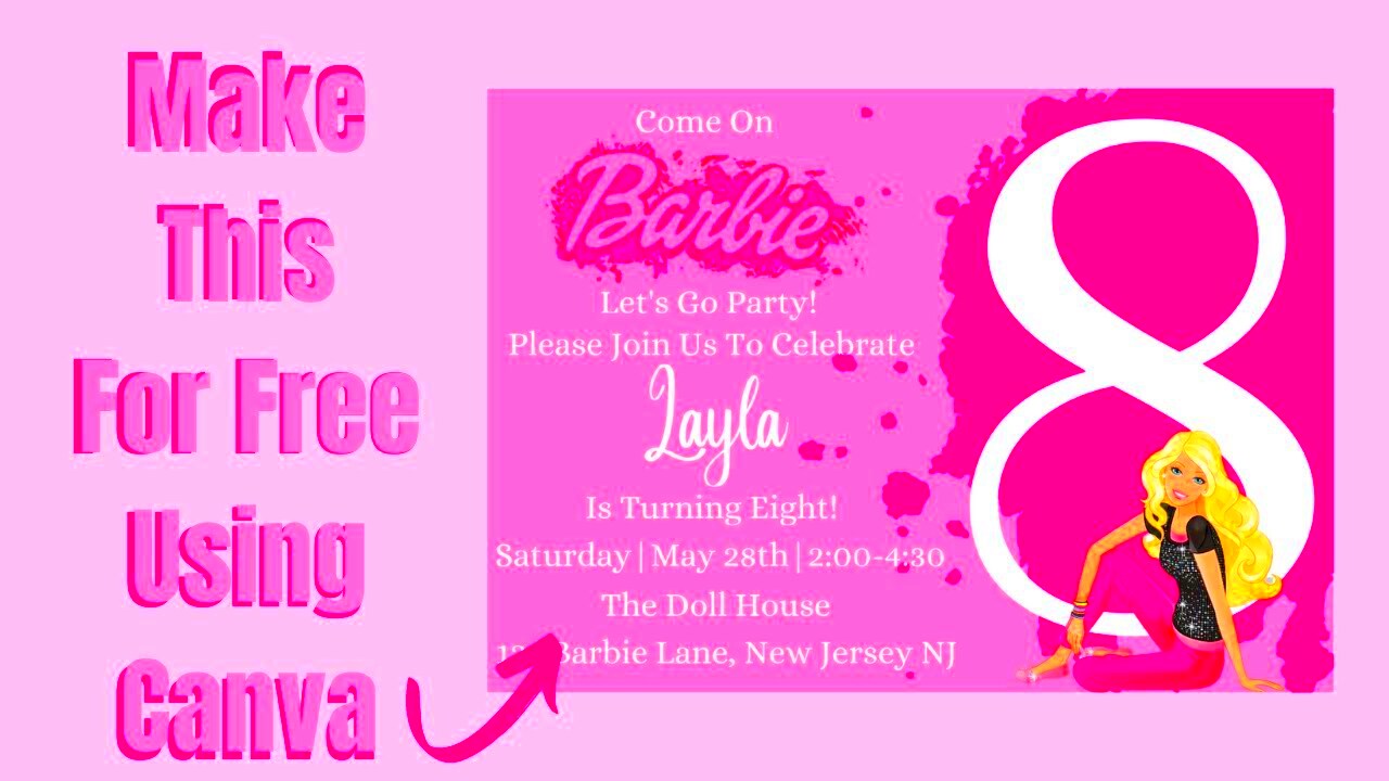 DIY Barbie Birthday Invitation Using Canva YouTube