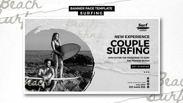 Surfing Banner Template Concept – Free Download