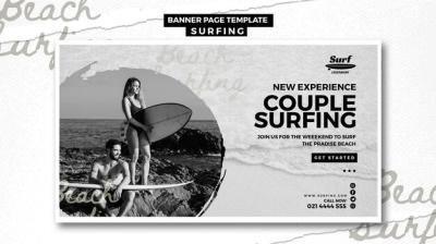 Surfing Banner Template Concept – Free Download