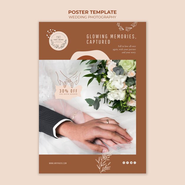 Vertical Poster Template for Wedding Photography Service – Free Download