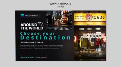 Futuristic Gradient Travel Horizontal Banner – Free Download