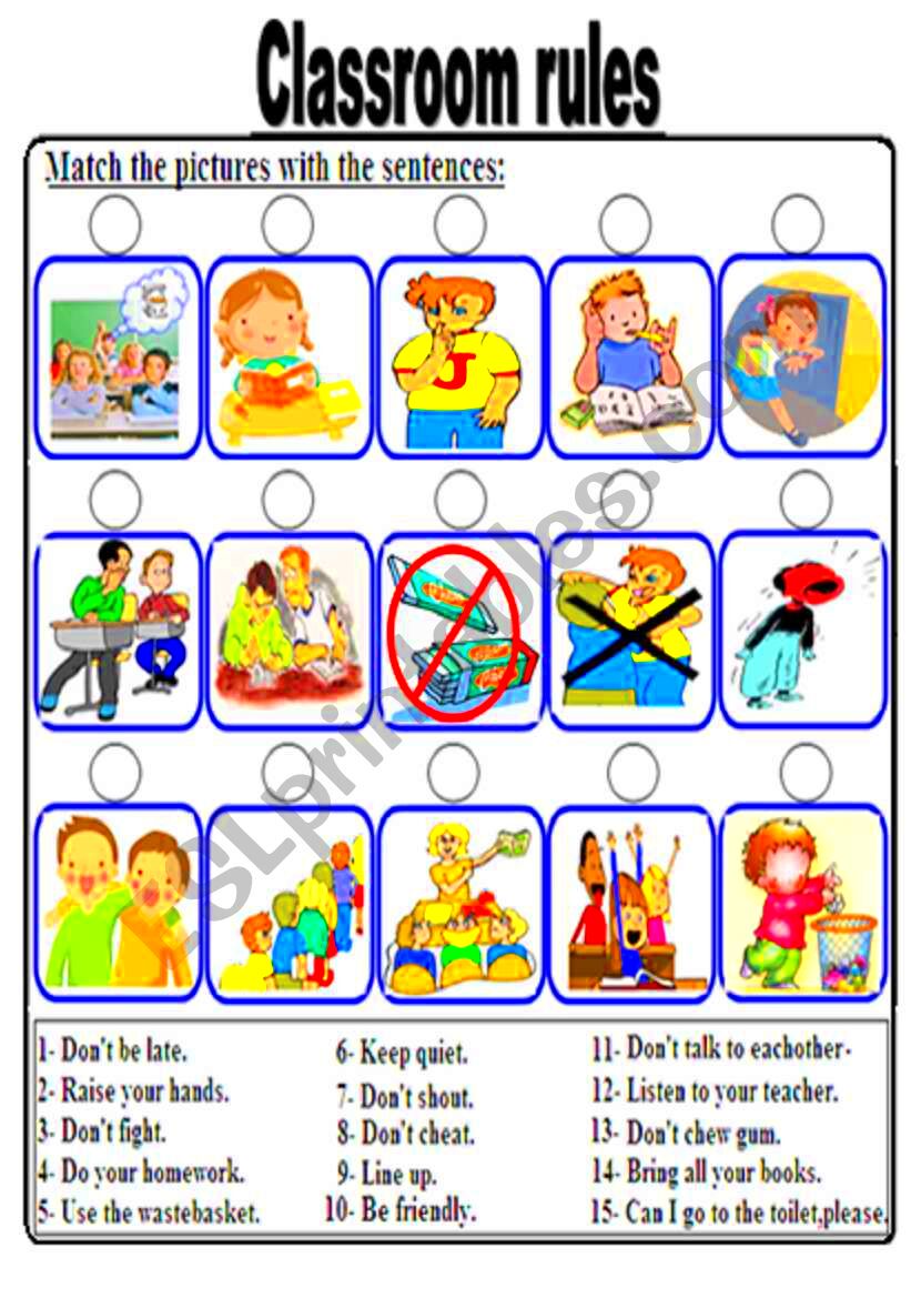 classroom rules ESL worksheet by bolflayke