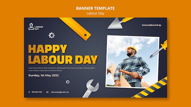 Creative Gradient Labor Day Banner Template Design – Free Download