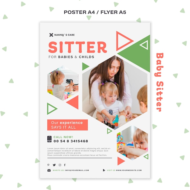 Vertical Poster Design for Babysiiter Featuring Children – Free Download