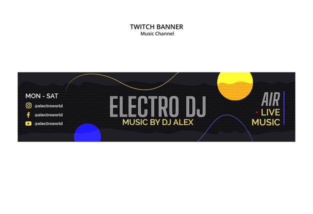 Customizable Music Channel Twitch Banner Template – Free Download