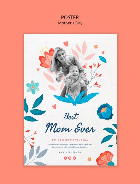 Floral Collage Mother’s Day Poster Template – Free to Download