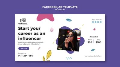 Flat Design Influencer Job Facebook Template – Free Download