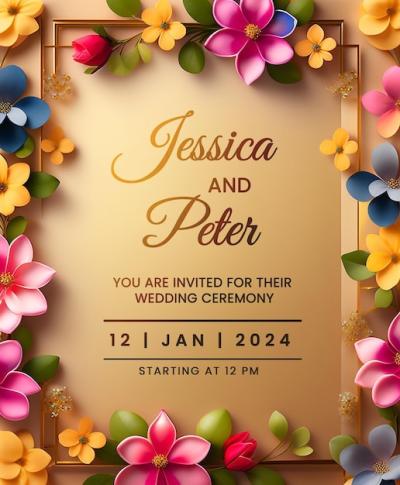 Elegant Vintage Wedding Invitation Greeting Cards – Free Download