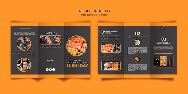 Trifold Brochure Template for International Sushi Day – Download Free Stock Photo