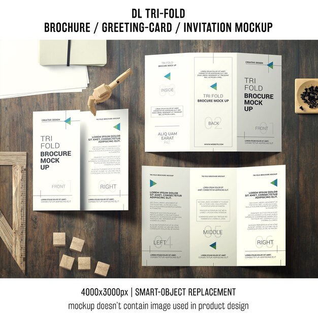 Trifold Brochure and Invitation Mockup Still Life Concept – Free Download