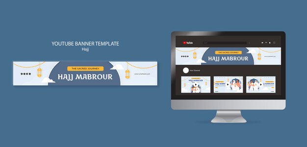 Flat Design Hajj Season YouTube Banner Template – Free Download