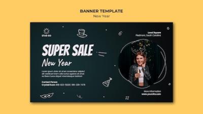 New Year’s Party Horizontal Banner – Free Download