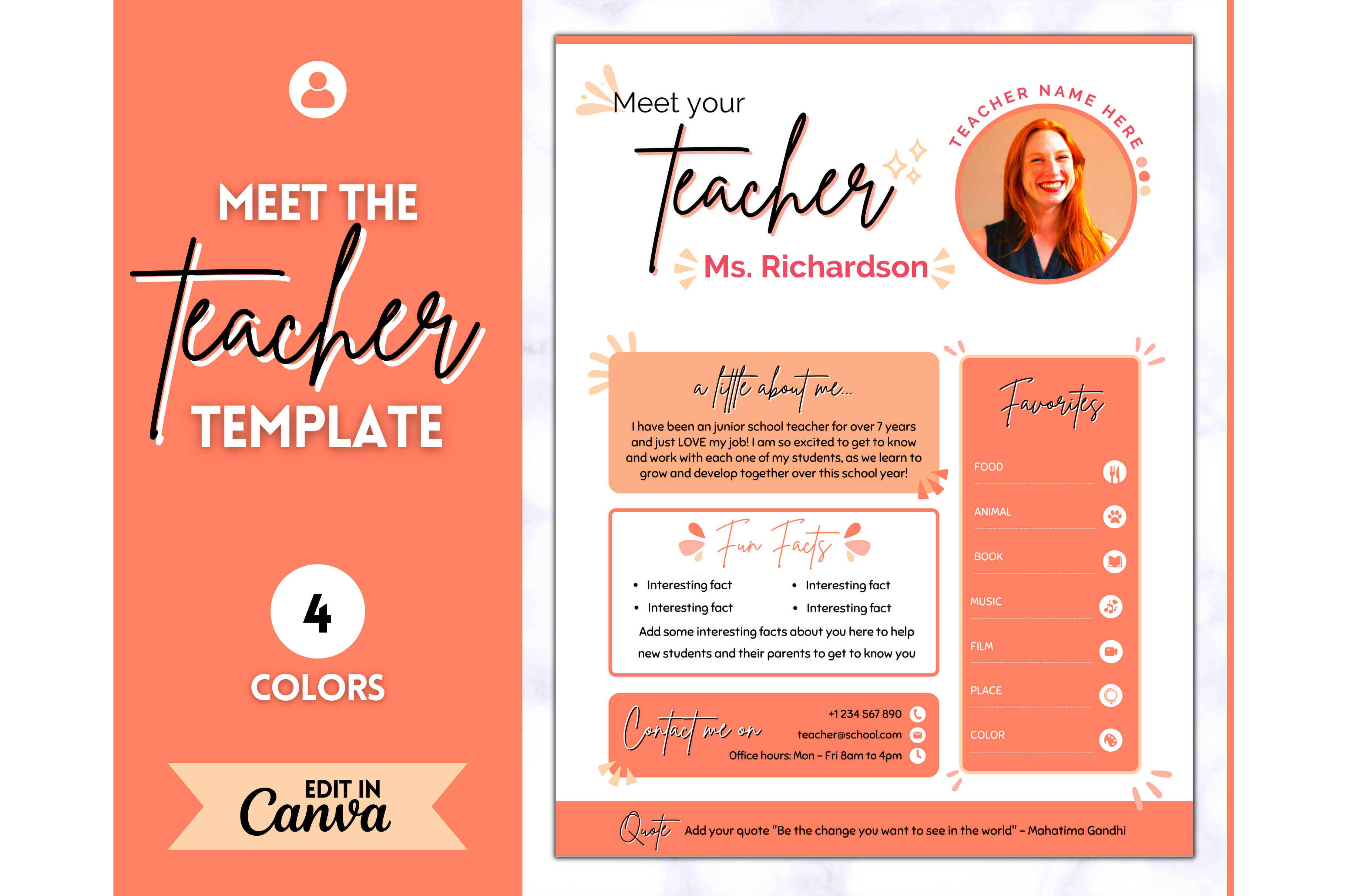 Meet the Teacher Template Canva Creative Market