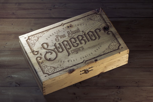 Vintage Wooden Box Mockup – Free Download