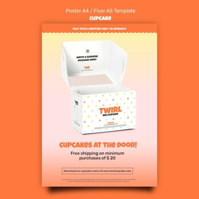 Cupcake Poster or Flyer Design Template – Free Download