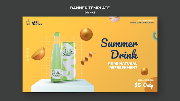 Refreshing Summer Drinks Banner Template – Free Download