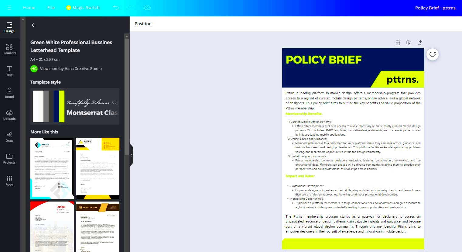 How To Create Policy Brief Template in Canva Pttrns