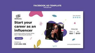 Flat Design Influencer Job Facebook Template – Free Download