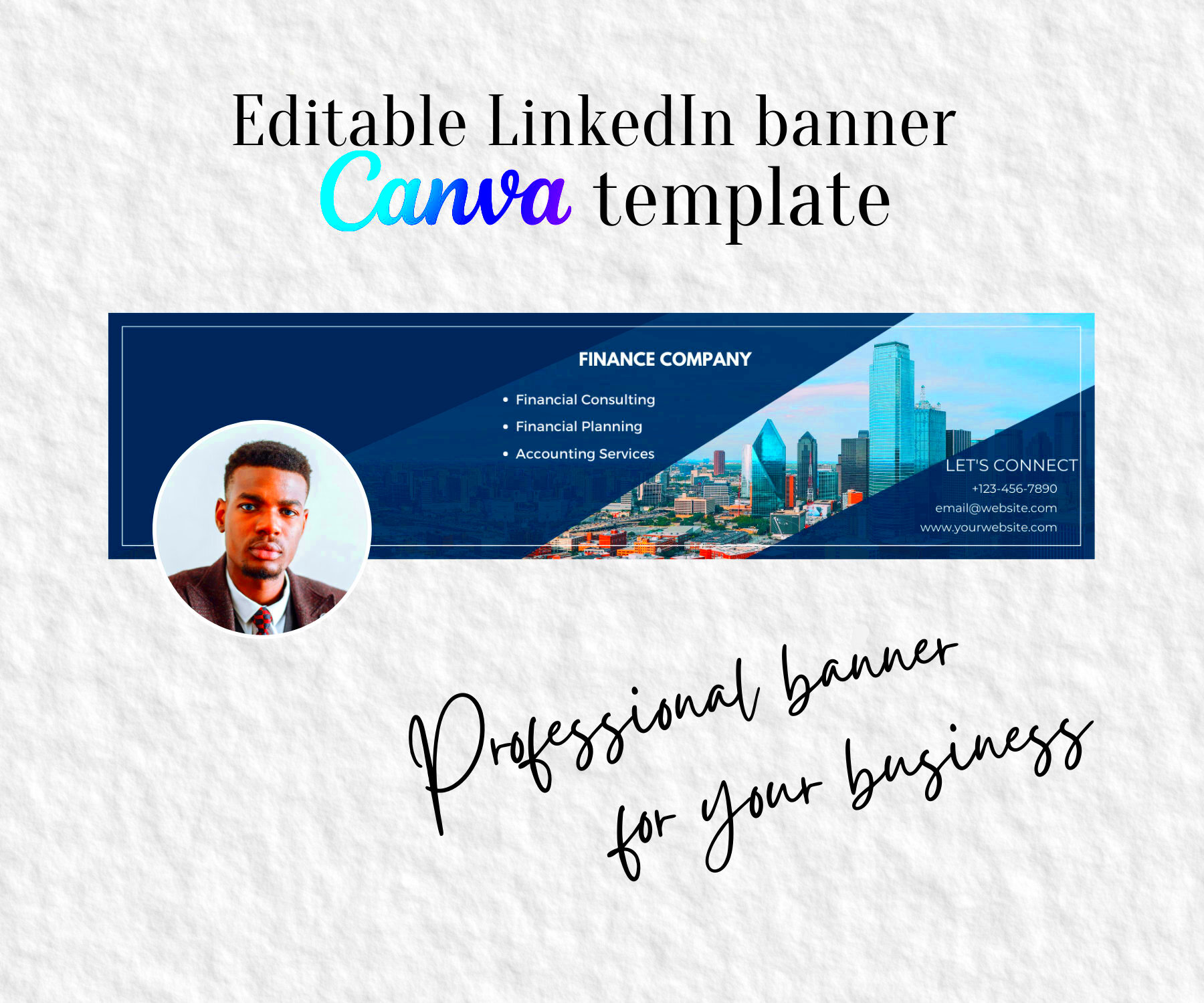 Linkedin Banner Professional Canva Template Dark Blue Dallas Town 