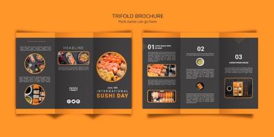 Trifold Brochure Template for International Sushi Day – Free Download