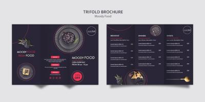 Moody Food Creative Trifold Brochure Template – Free Download