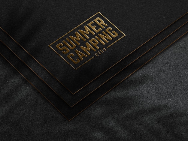 Embossed Gold Logo Mockup on Dark Paper – Free Download