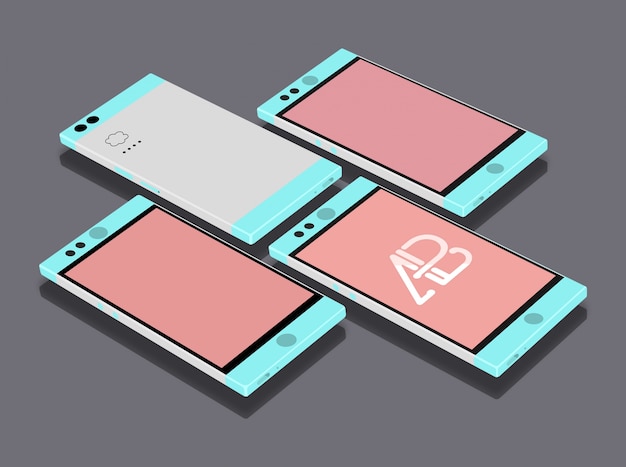 Flat Mobile Phones Mock Up – Free to Download