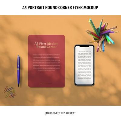 A5 Round Corner Flyer Mockup – Free to Download