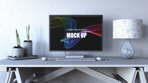 Editable Computer Screen Mockup – Free Download