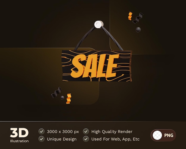 3D Illustration Announcement Sale Board for E-Commerce – Free Download