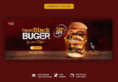 Delicious Burger and Food Menu Facebook Cover Template – Free Download