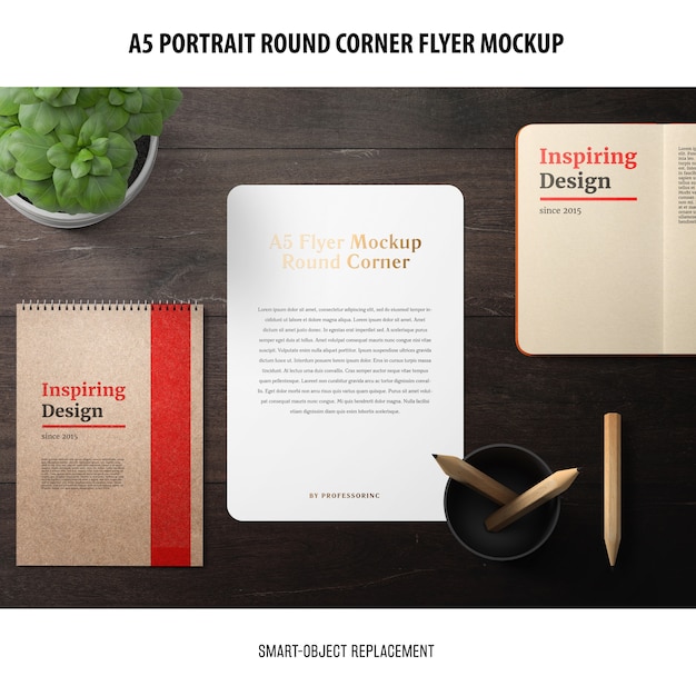 A5 Round Corner Flyer Mockup – Free to Download