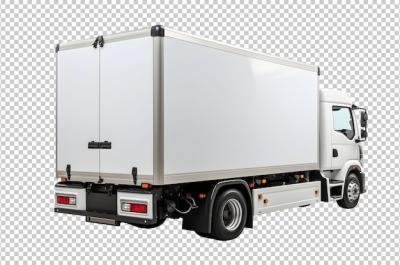 Back View PSD Box Truck Vehicle Isolated on Background – Free Stock Photo Download