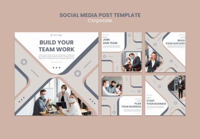 Team Work Instagram Posts Template – Download Free Stock Photo