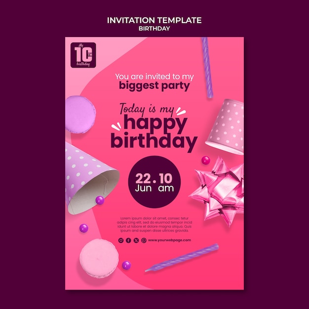 Creative Birthday Template Design for Free Download