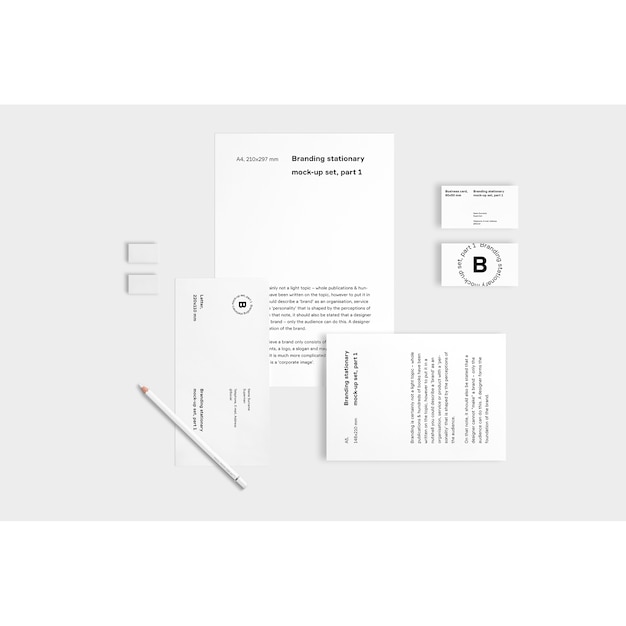 Business Stationery Mockup on White Background – Free Download