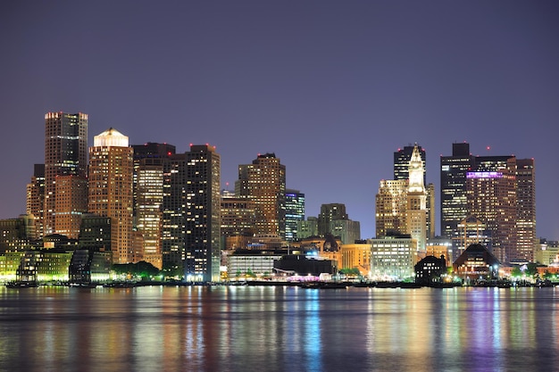 Boston Downtown Skyline at Dusk – Free to Download Stock Photo