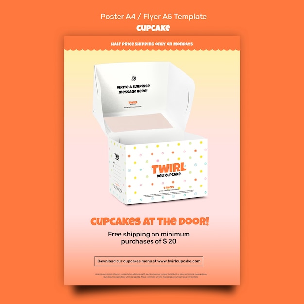 Cupcake Poster or Flyer Design Template – Free Download, Download Free Stock Photo