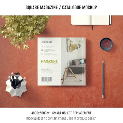 Square Magazine or Catalogue Mockup Elements – Free Download