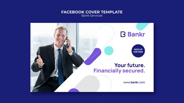 Bank Services Facebook Cover in Flat Design – Download Free Stock Photo