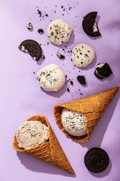 Top View of Ice Cream Cones and Cookies – Free Stock Photo for Download