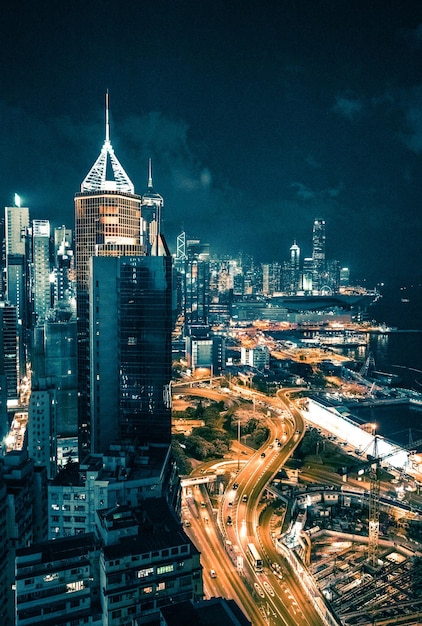 Stunning Night View of Hong Kong Cityscape – Free Download