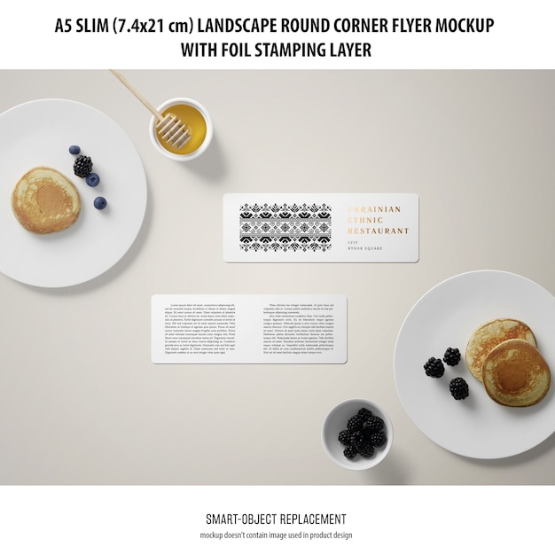 A5 Slim Landscape Flyer Mockup – Free Stock Photo Download