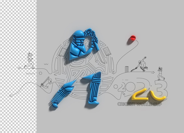 Cricket 3D Lettering Typographical Transparent PSD Element – Free Download