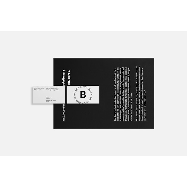 Business Card Mockup on Black Brochure – Free Stock Photo for Download