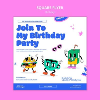 Birthday Celebration Square Flyer Template – Free Download