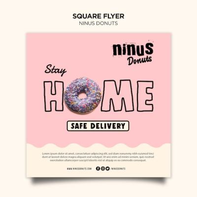 Donuts Concept Square Flyer Template – Download Free Stock Photo