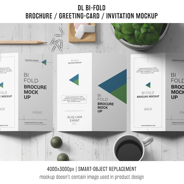 Bi-fold Brochure or Invitation Mockup with Still Life Concept – Download Free Stock Photo