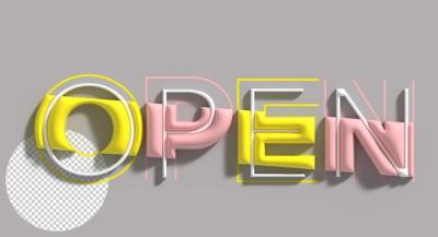 Open 3D Lettering Typographical Transparent PSD – Free Download