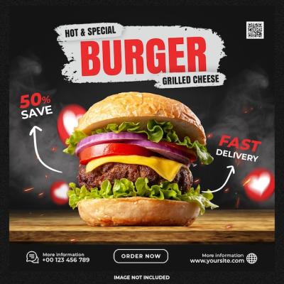 Hot and Spicy Burger Social Media Template – Free Download